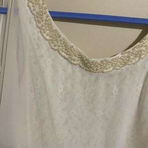 dress with sheer over top and pearl neck line